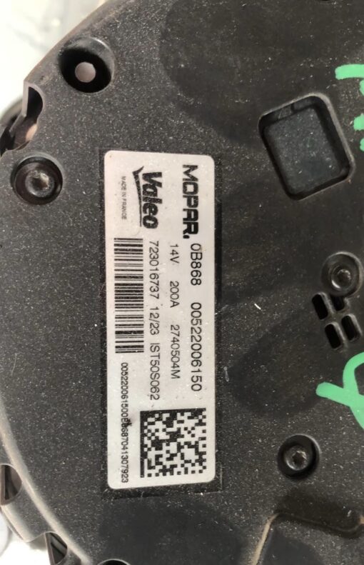 Alternatore Valeo 0B868 00522006150 Jeep Compass Hybrid